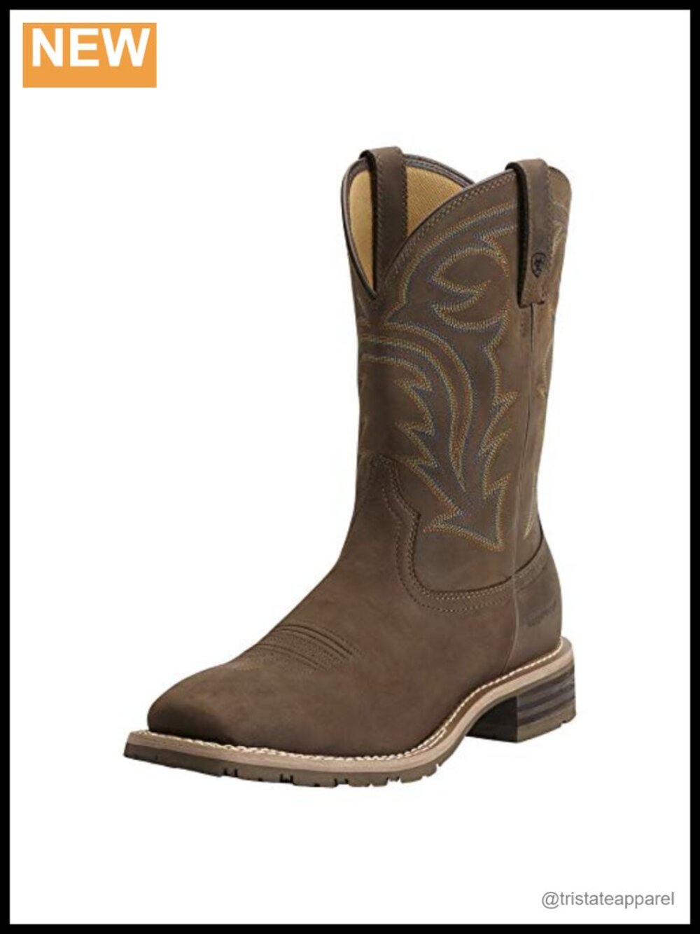 Men's Waterproof Leather Western Boot Square Toe 4LR Cushion